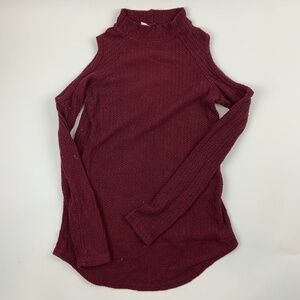 Decree Sweater Womens Small High Neck Open Shoulder Long Sleeve Red